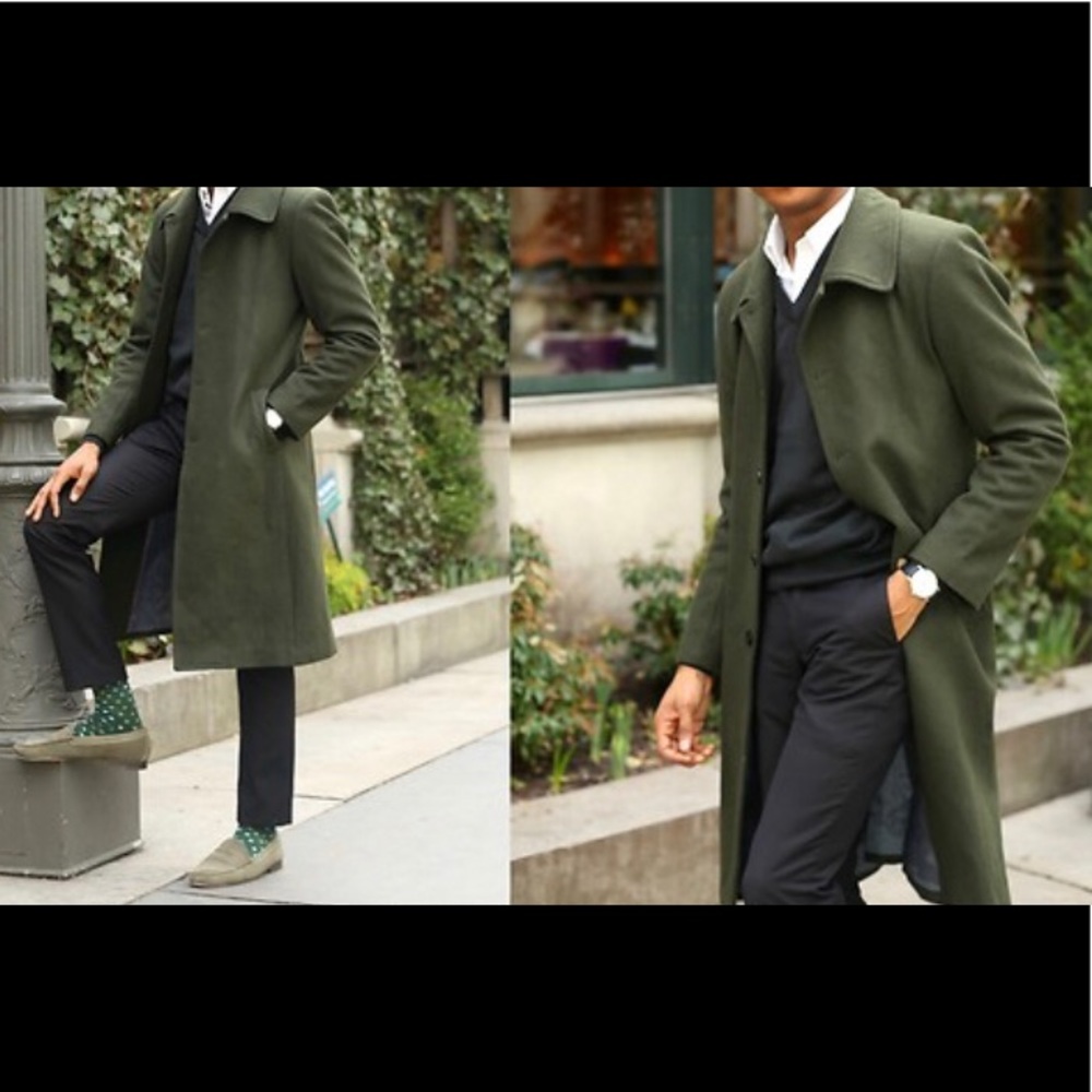 De’Murk Wool Coat men Size Medium Dark Green